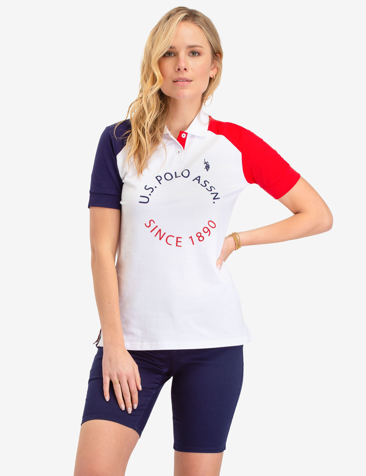 U.S. Polo Assn. Colorblock Logo Polo Shirt – Cotton Blend