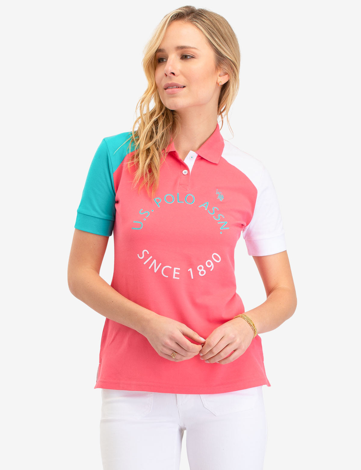 U.S. Polo Assn. Colorblock Logo Polo Shirt – Cotton Blend