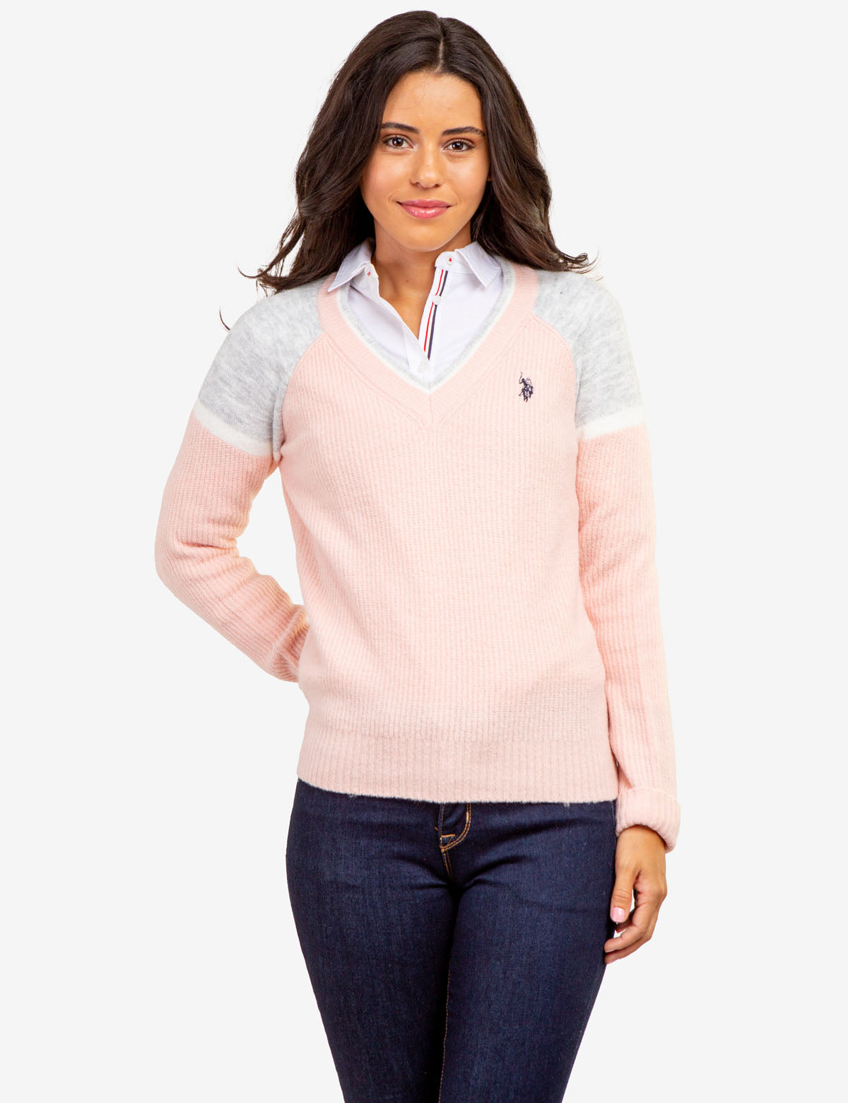 Colorblock V-Neck Sweater for Women & Men - Stylish Casual Pullover