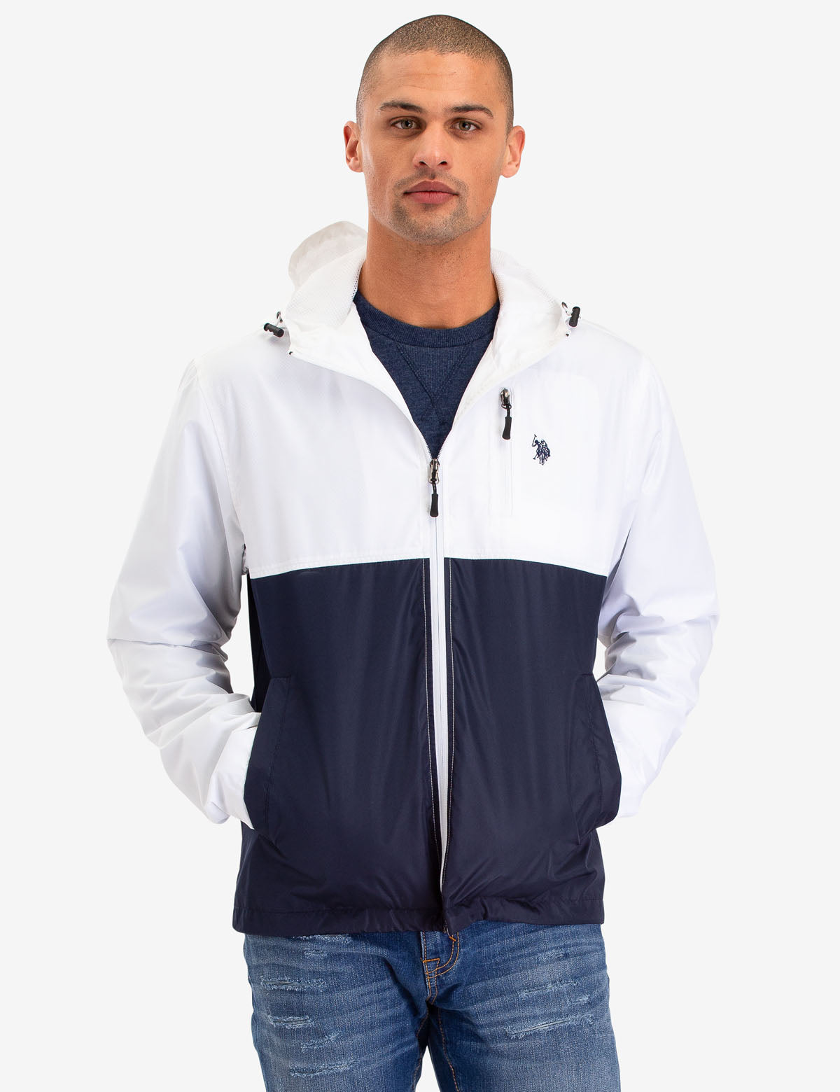 Colorblock Windbreaker Jacket with Embroidered Logo - Lightweight & Stylish