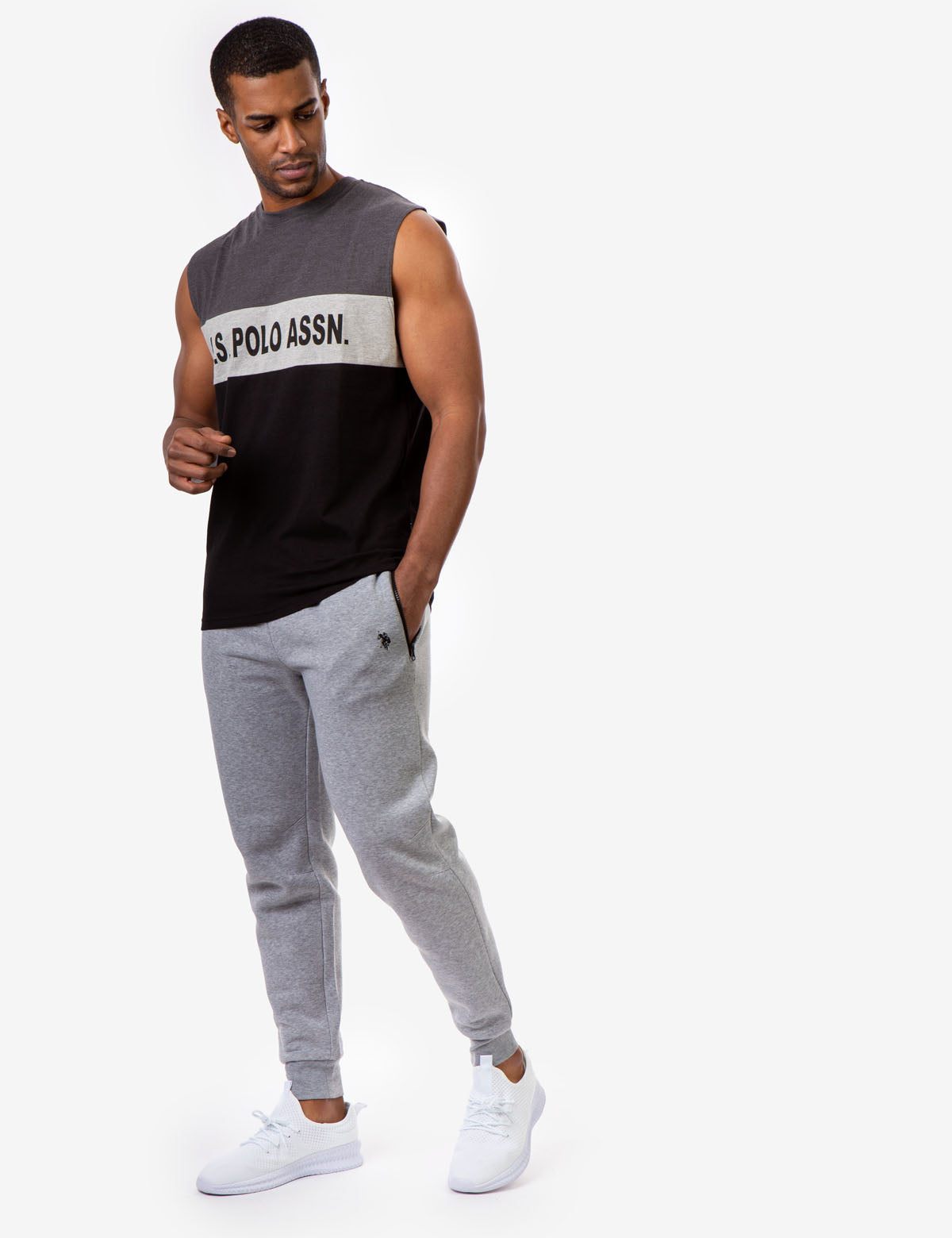 U.S. Polo Assn. Colorblock Wordmark Muscle Tank Top
