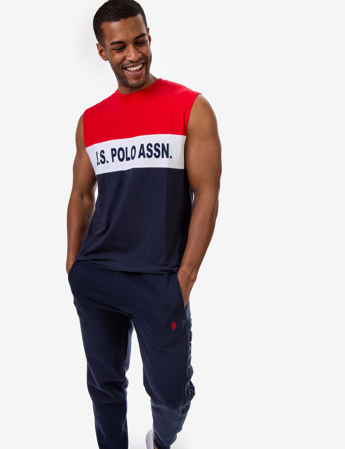 U.S. Polo Assn. Colorblock Wordmark Muscle Tank Top