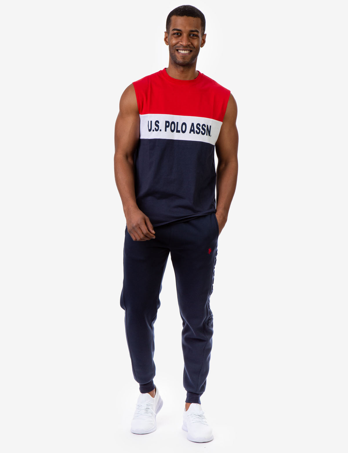 U.S. Polo Assn. Colorblock Wordmark Muscle Tank Top