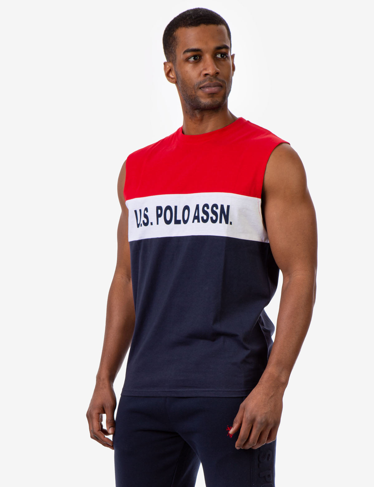 U.S. Polo Assn. Colorblock Wordmark Muscle Tank Top