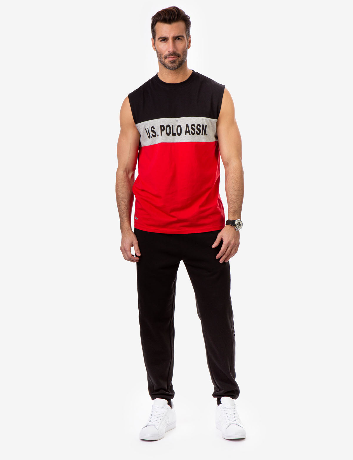 U.S. Polo Assn. Colorblock Wordmark Muscle Tank Top