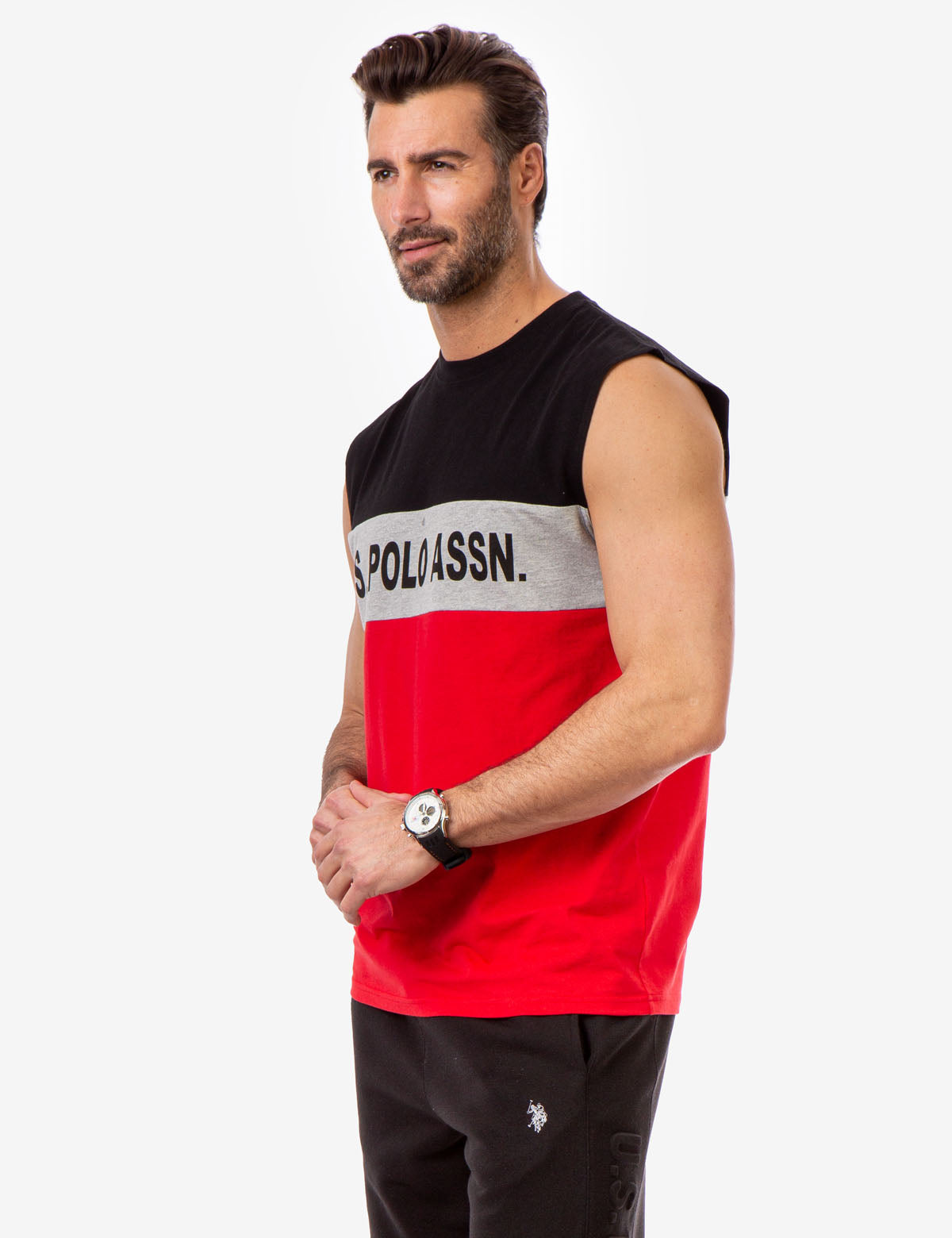 U.S. Polo Assn. Colorblock Wordmark Muscle Tank Top