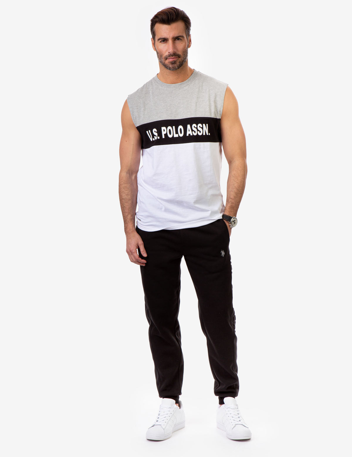 U.S. Polo Assn. Colorblock Wordmark Muscle Tank Top