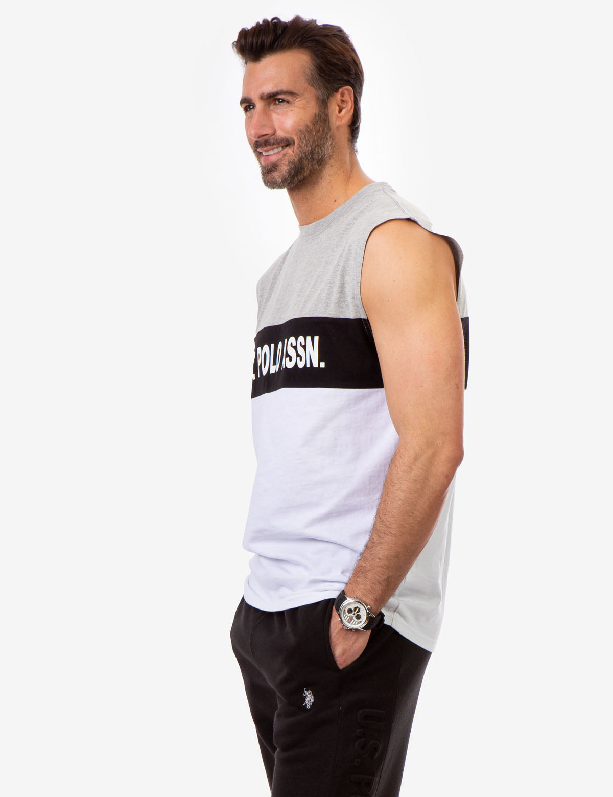 U.S. Polo Assn. Colorblock Wordmark Muscle Tank Top