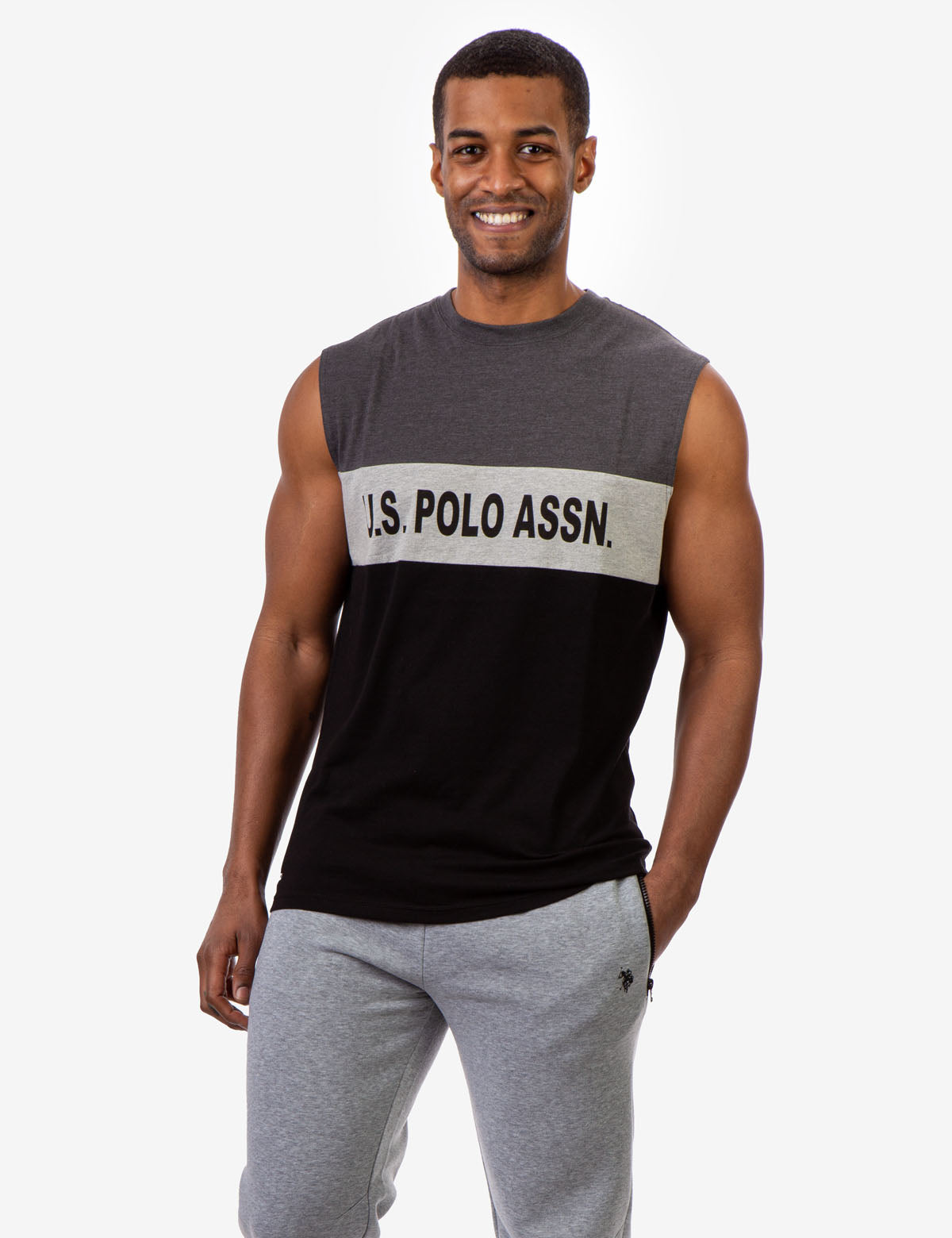 U.S. Polo Assn. Colorblock Wordmark Muscle Tank Top