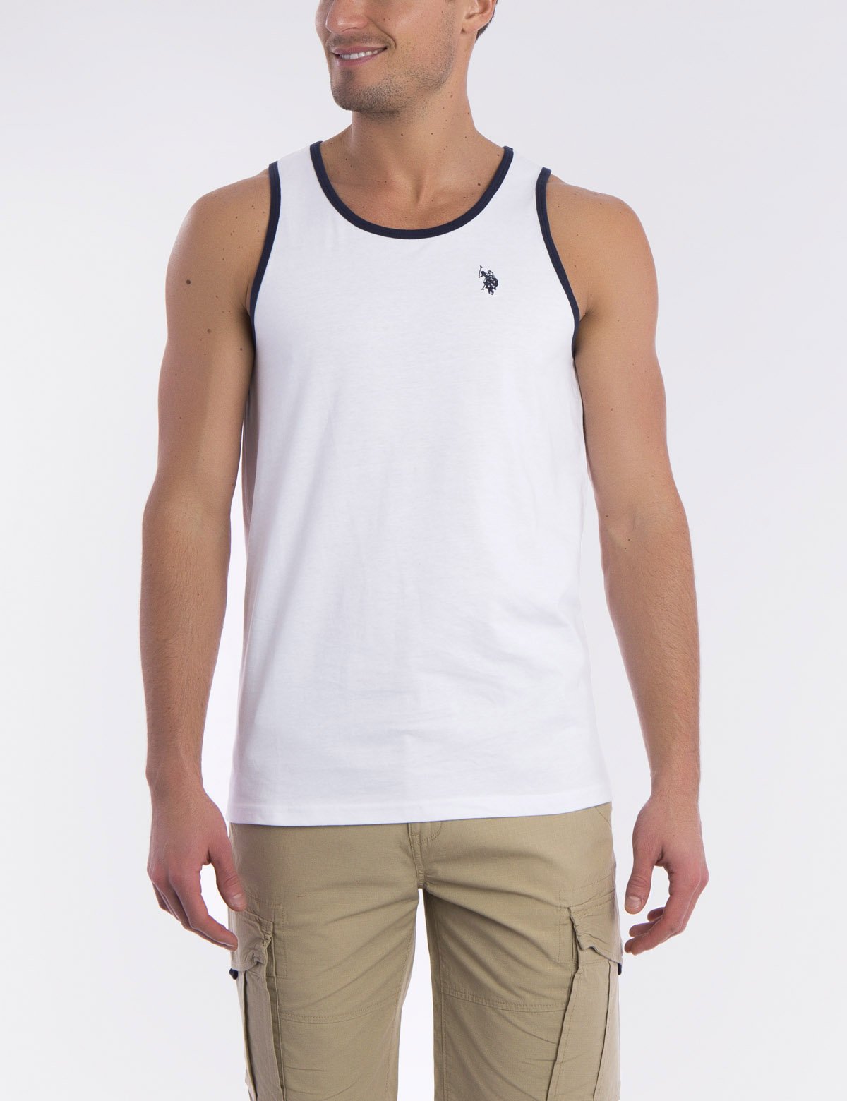Contrast Trim Sleeveless Tank Top - Cotton Blend Casual Wear
