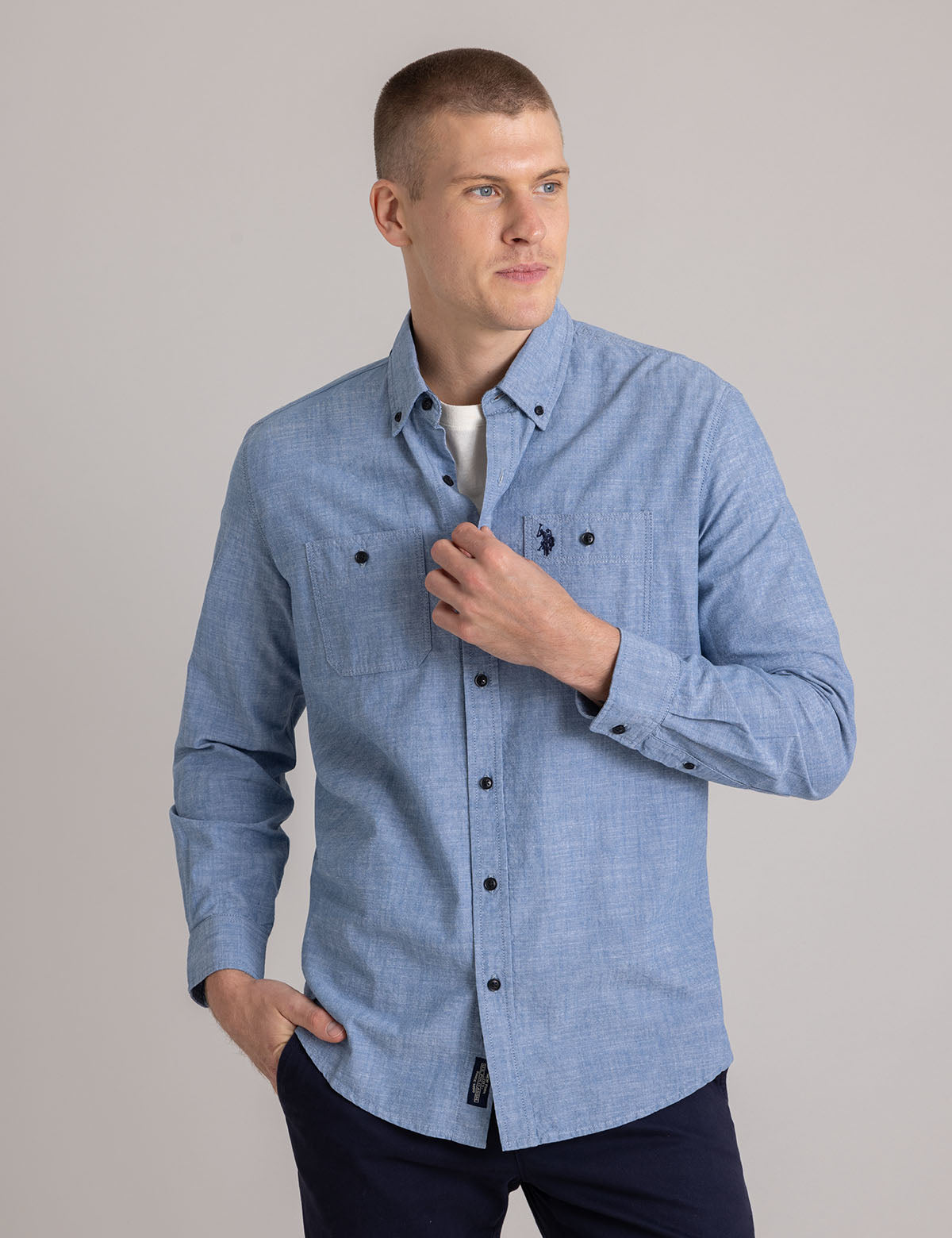 Men's Cotton Canvas Long Sleeve Shirt – Durable & Comfortable