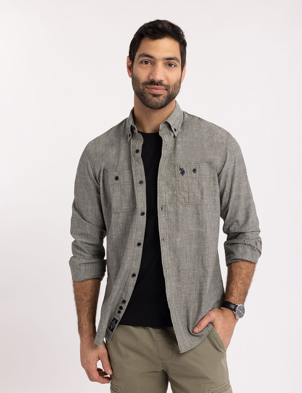 Men's Cotton Canvas Long Sleeve Shirt – Durable & Comfortable