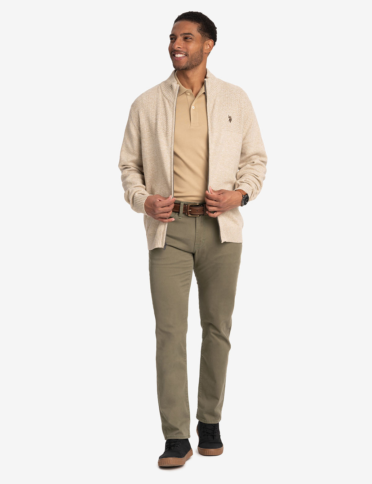 Cotton Marl Zip-Up Sweater | Casual Full-Zip Pullover