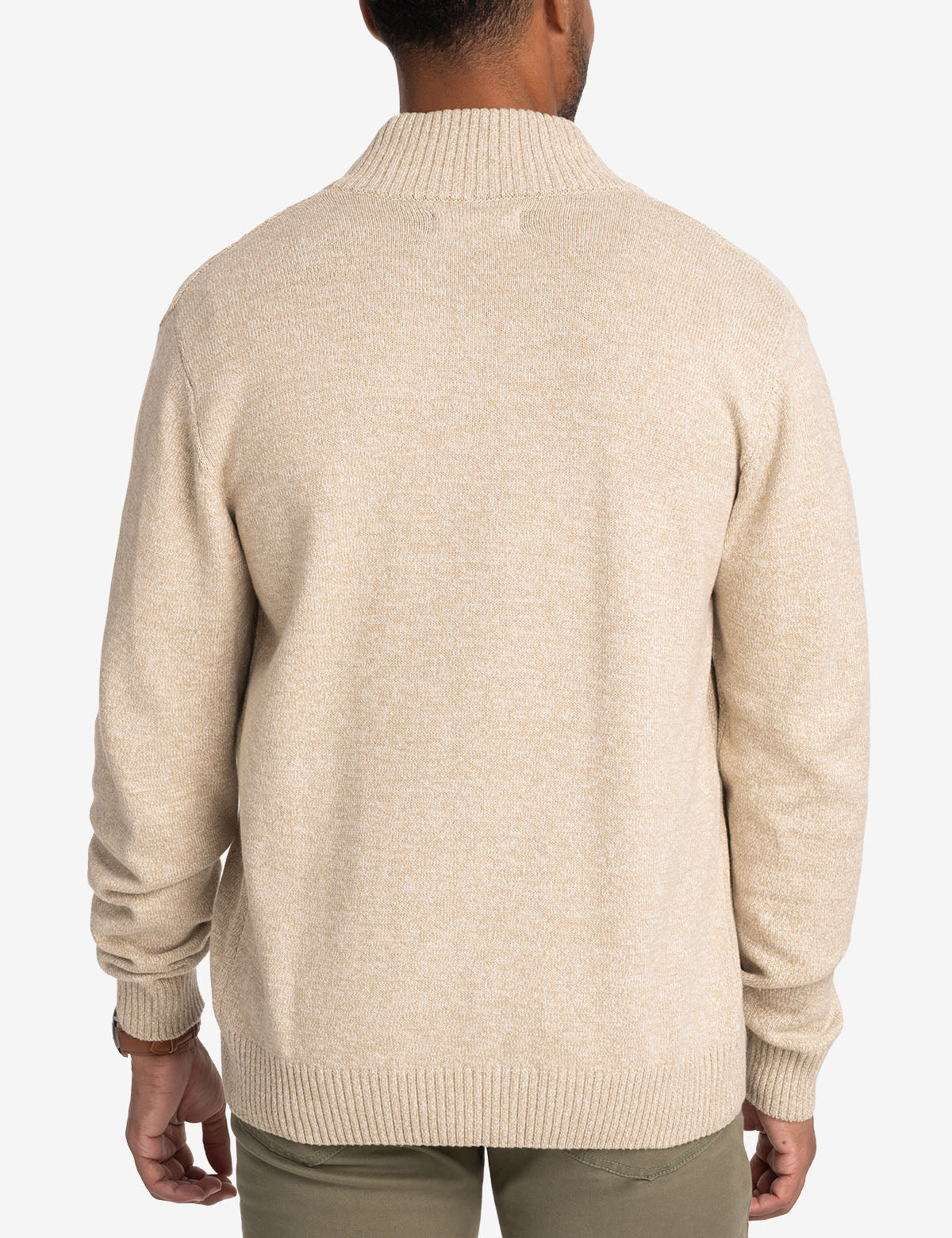 Cotton Marl Zip-Up Sweater | Casual Full-Zip Pullover