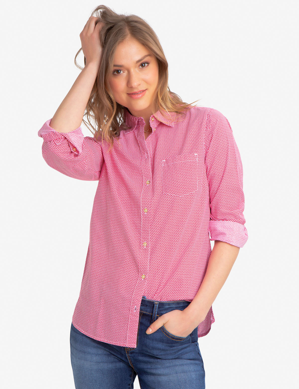 U.S. Polo Assn. Cotton Poplin Shirt with Geometric Print