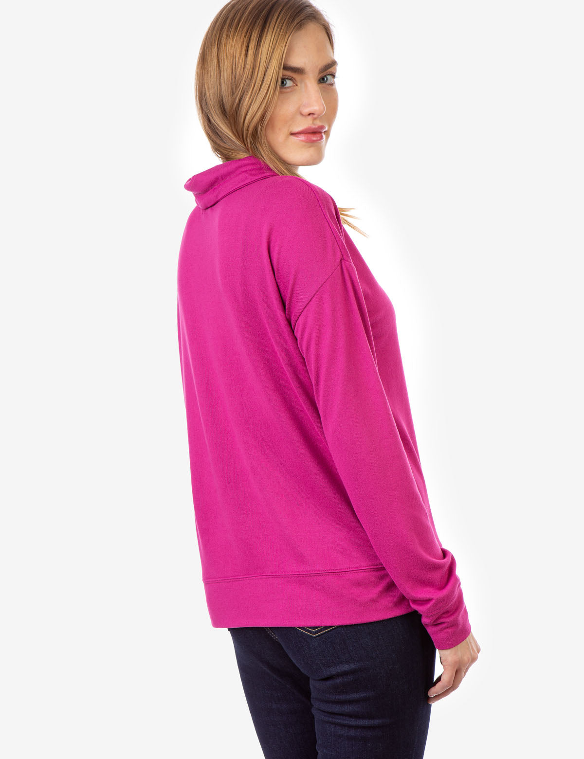 Women's Soft Hacci Cowl Neck Pullover Sweater - Relaxed Fit with Drawstrings