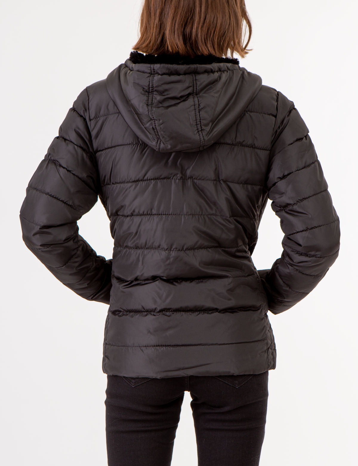 Women's Fur-Lined Hooded Puffer Jacket - Cozy Winter Coat