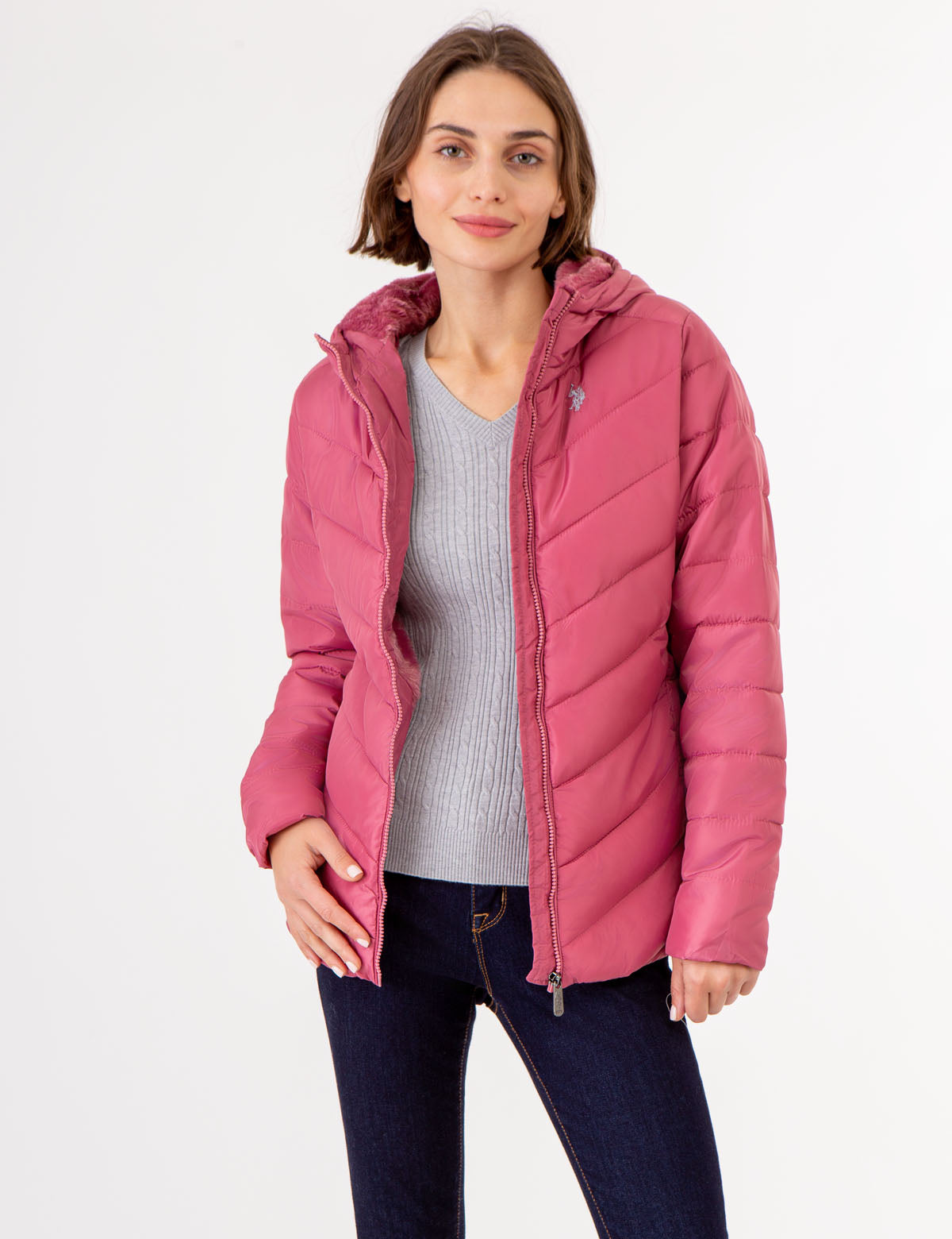 Women's Fur-Lined Hooded Puffer Jacket - Cozy Winter Coat