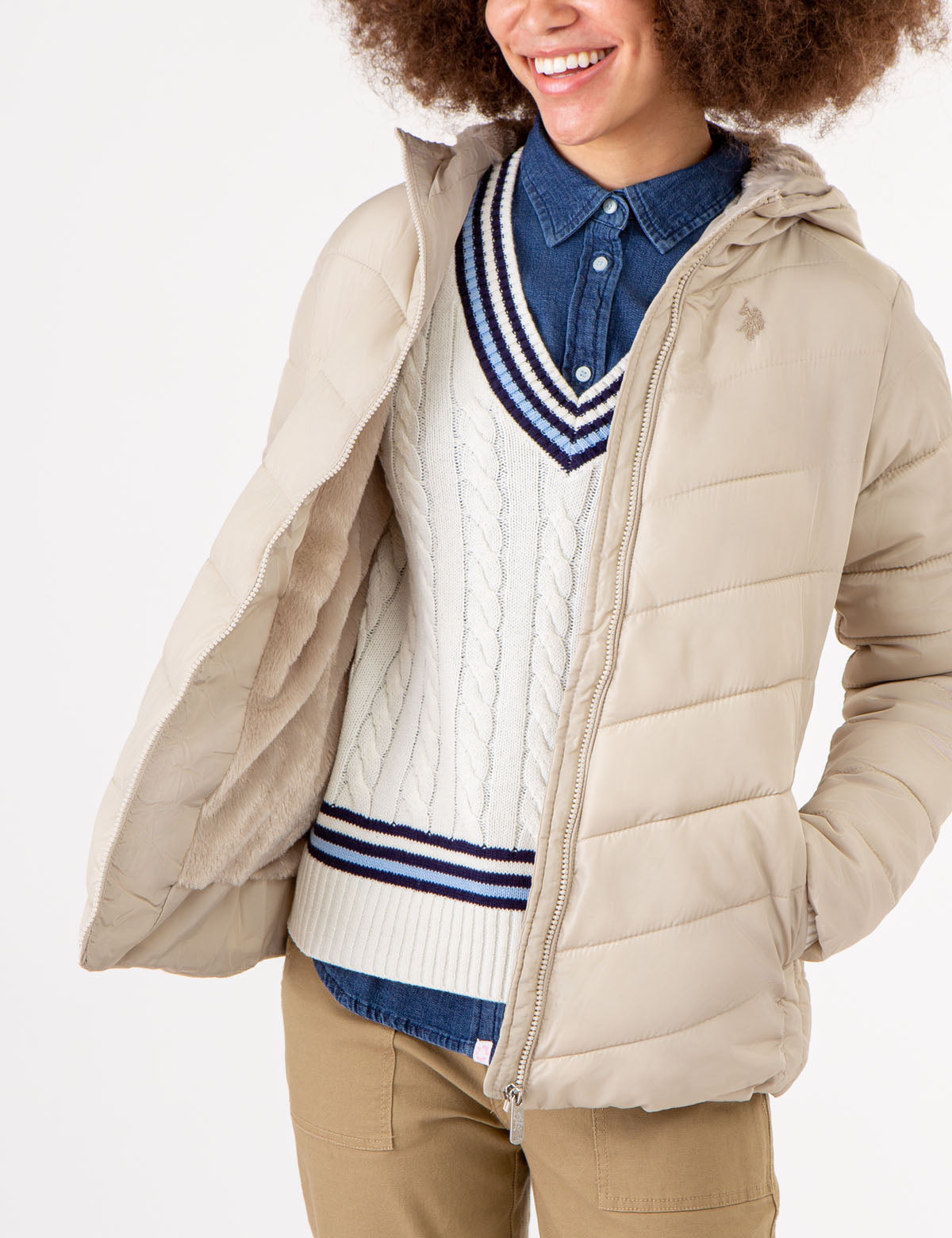 Women's Fur-Lined Hooded Puffer Jacket - Cozy Winter Coat