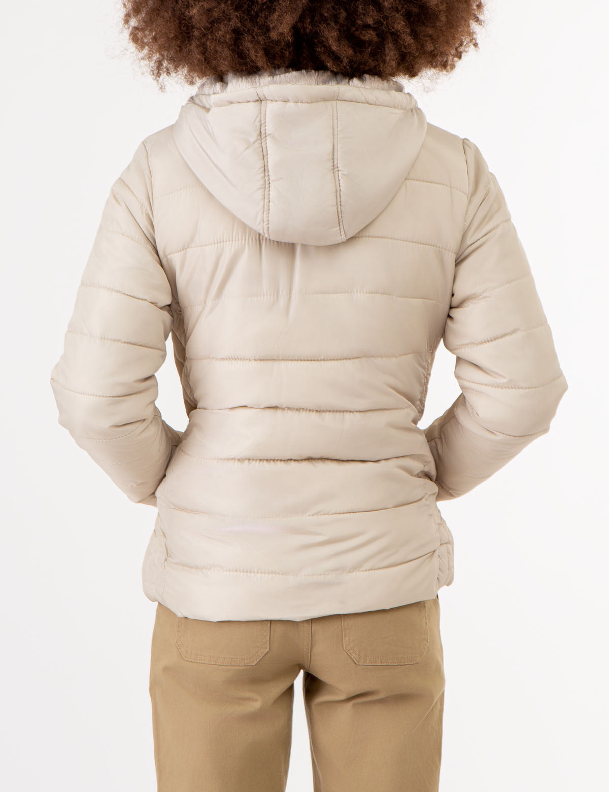 Women's Fur-Lined Hooded Puffer Jacket - Cozy Winter Coat