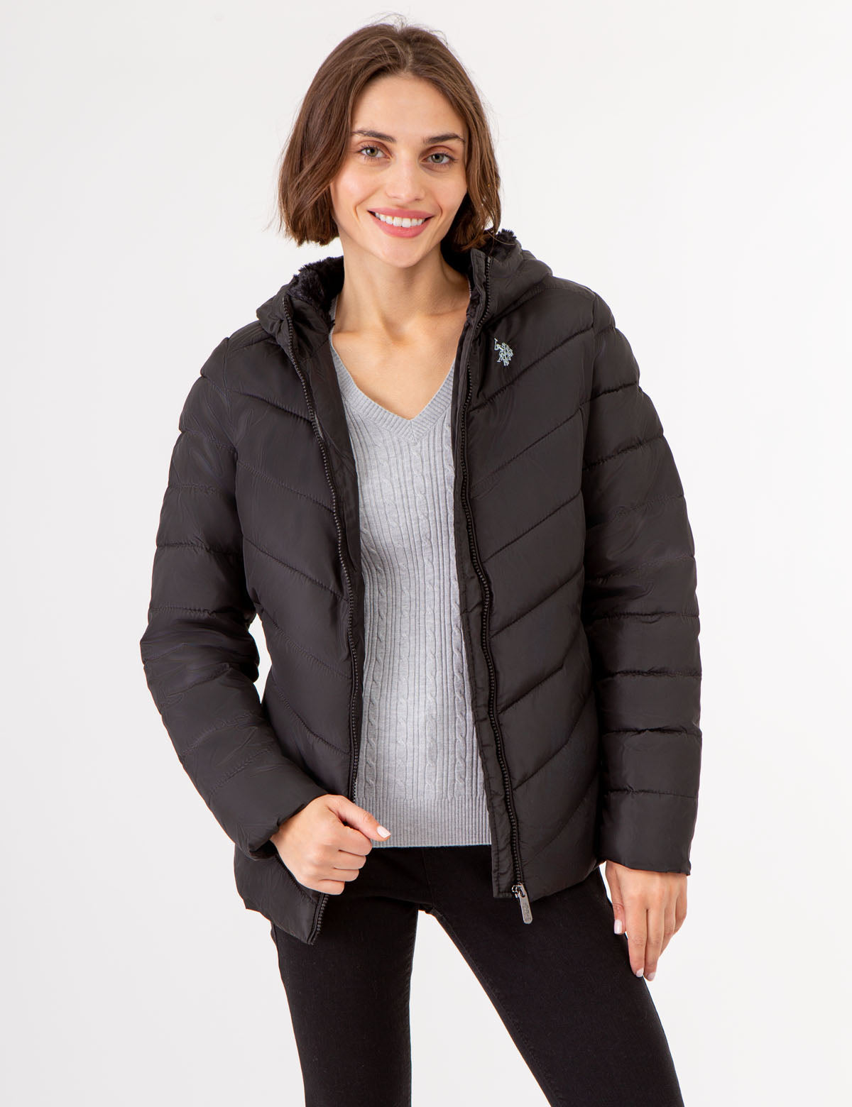 Women's Fur-Lined Hooded Puffer Jacket - Cozy Winter Coat
