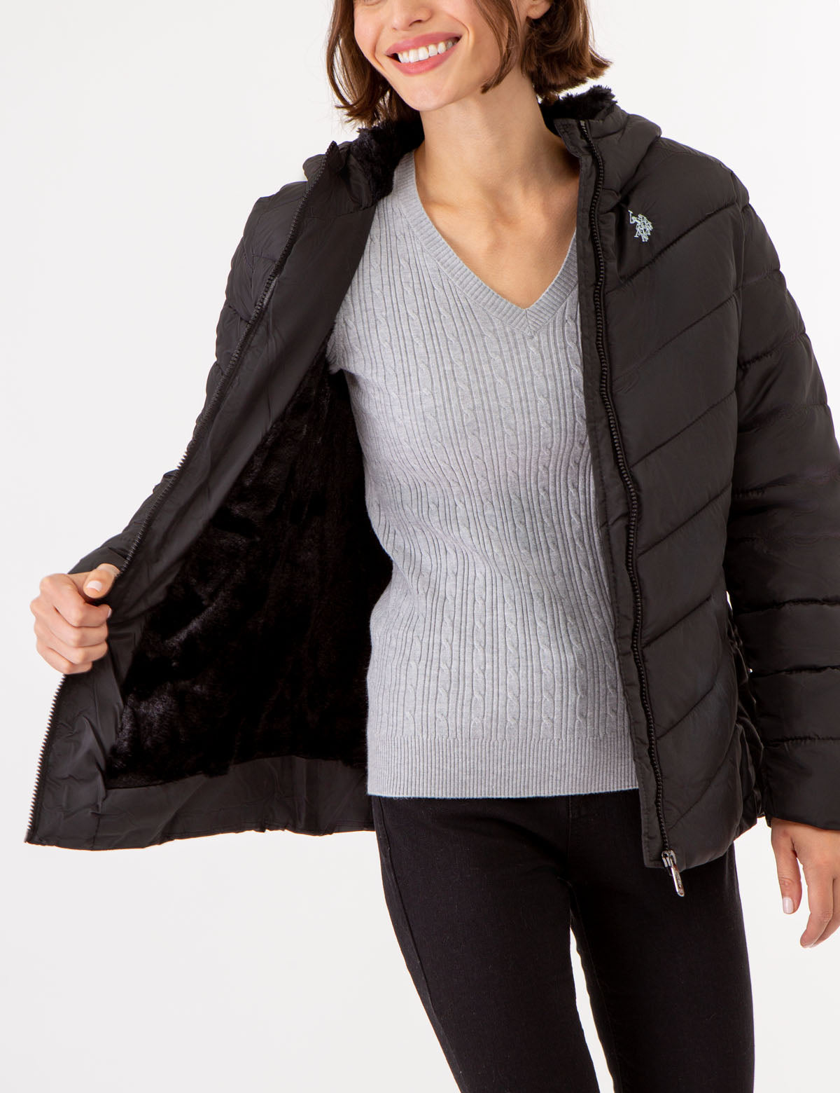 Women's Fur-Lined Hooded Puffer Jacket - Cozy Winter Coat