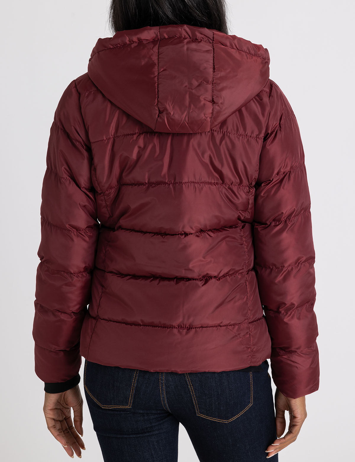 Women's Cozy Hooded Contrast Puffer Jacket - Winter Warm Coat