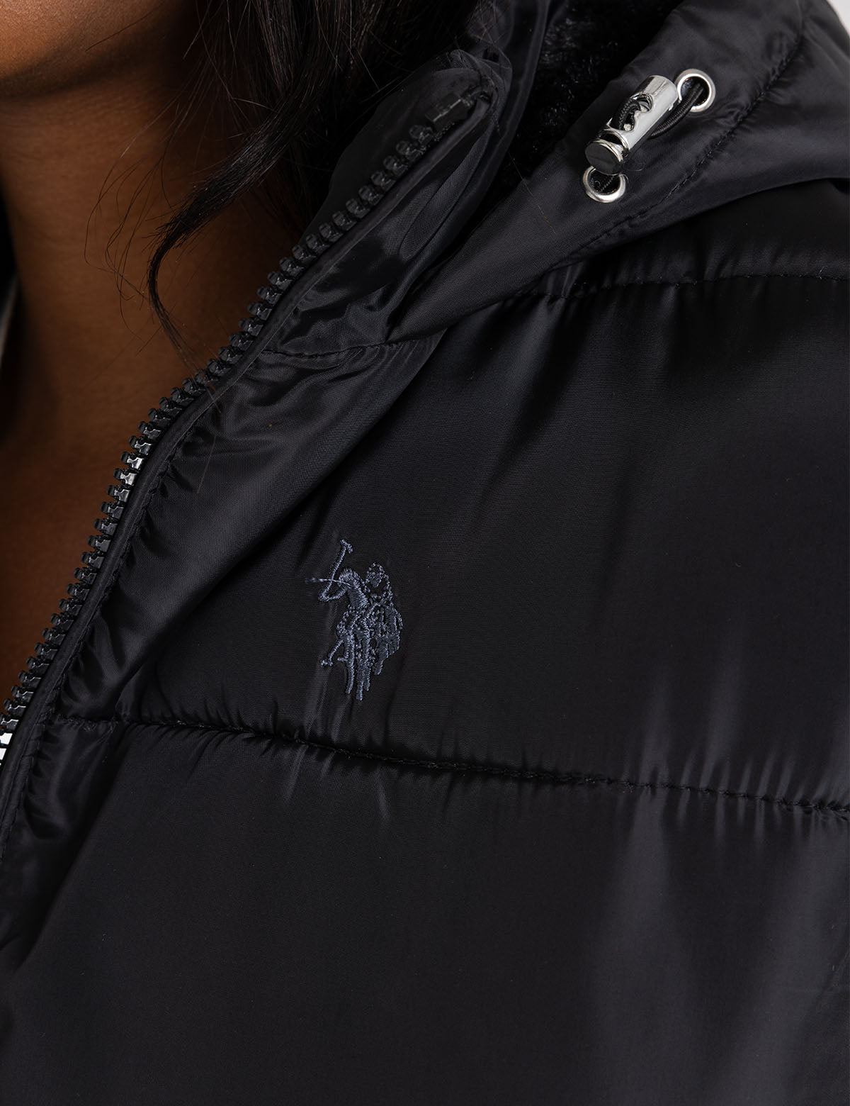 Women's Cozy Hooded Contrast Puffer Jacket - Winter Warm Coat
