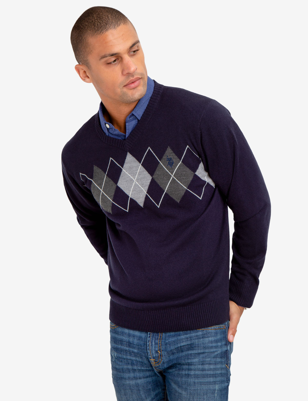 Diamond Pattern Crew Neck Sweater for Men & Women