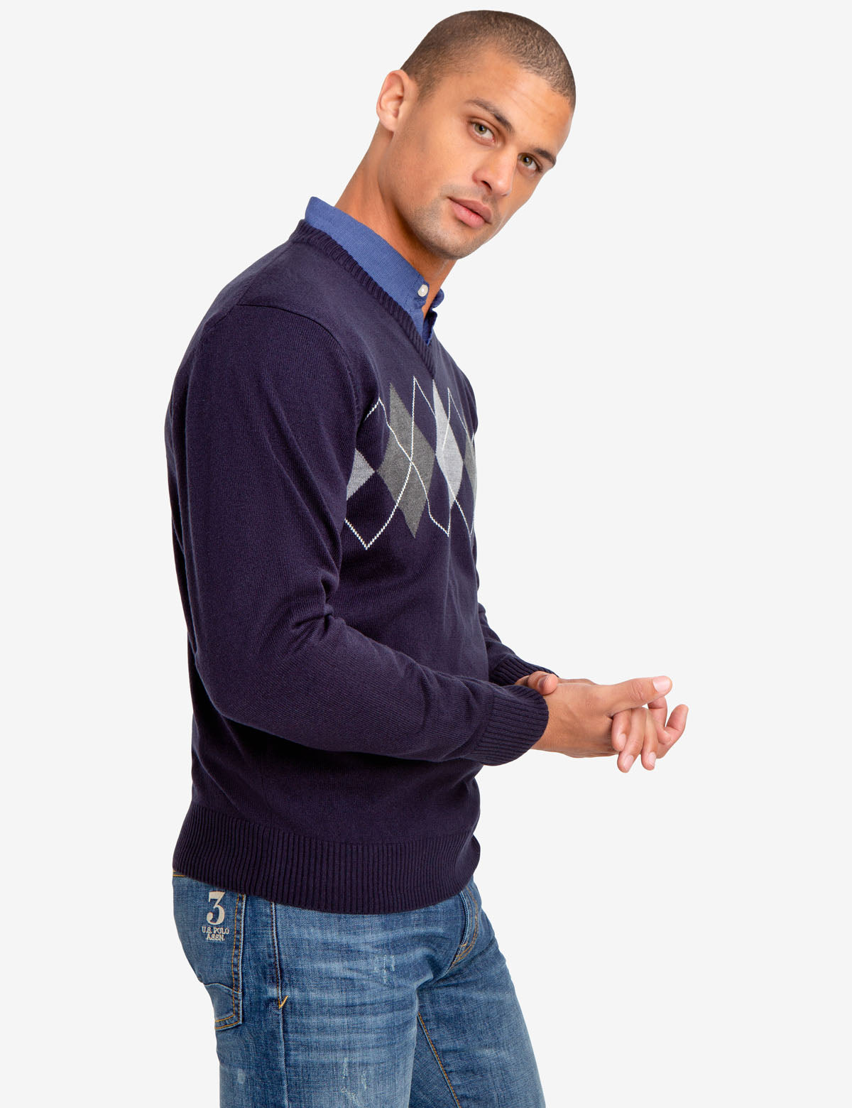 Diamond Pattern Crew Neck Sweater for Men & Women
