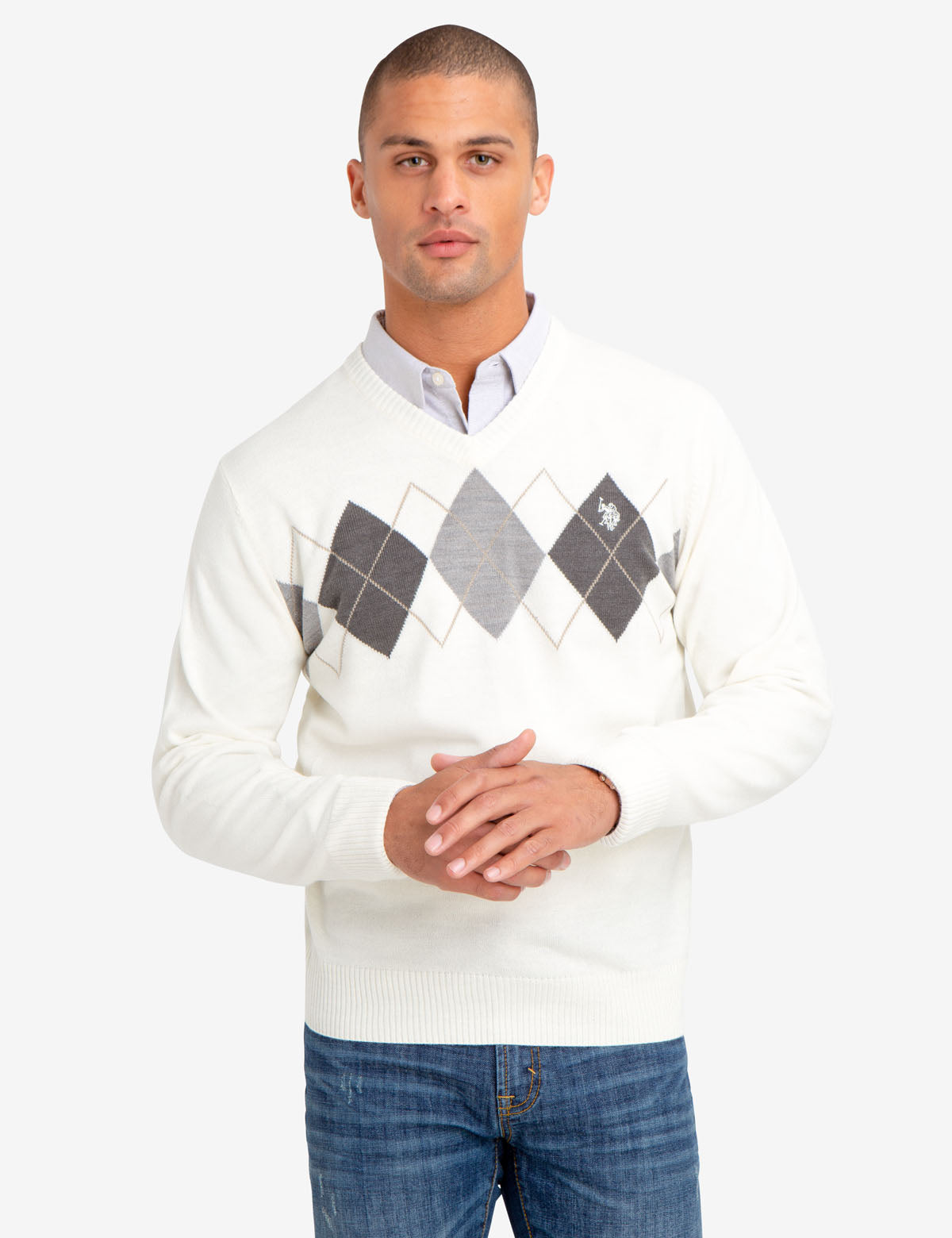 Diamond Pattern Crew Neck Sweater for Men & Women