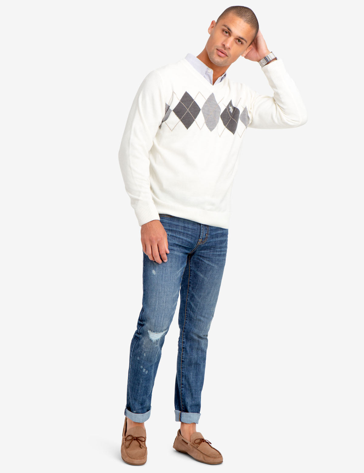 Diamond Pattern Crew Neck Sweater for Men & Women