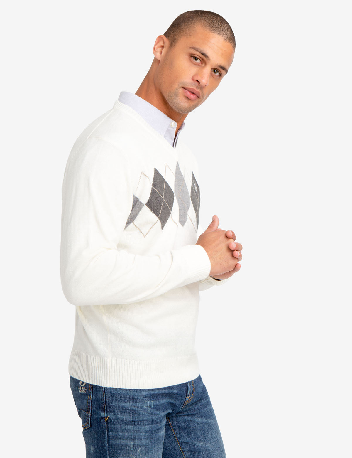 Diamond Pattern Crew Neck Sweater for Men & Women