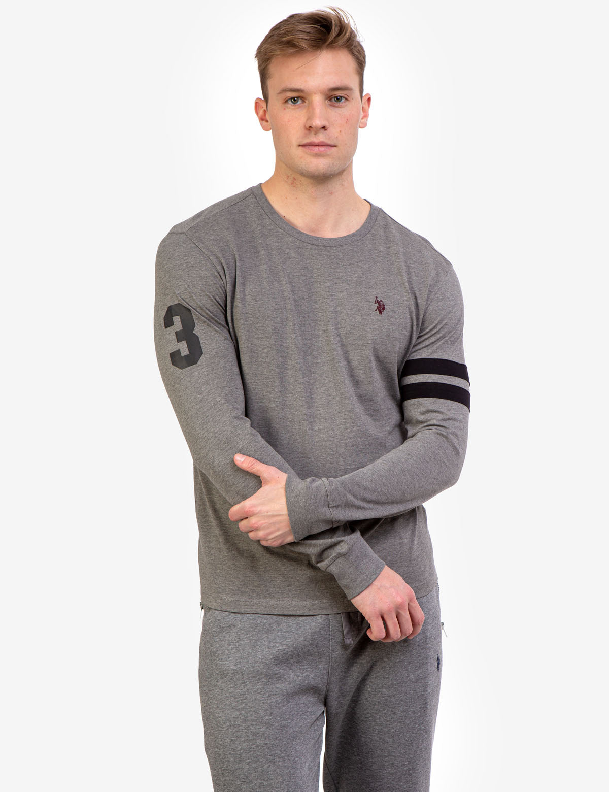 Men's Logo Crew Neck Long Sleeve T-Shirt - Classic Cotton Tee