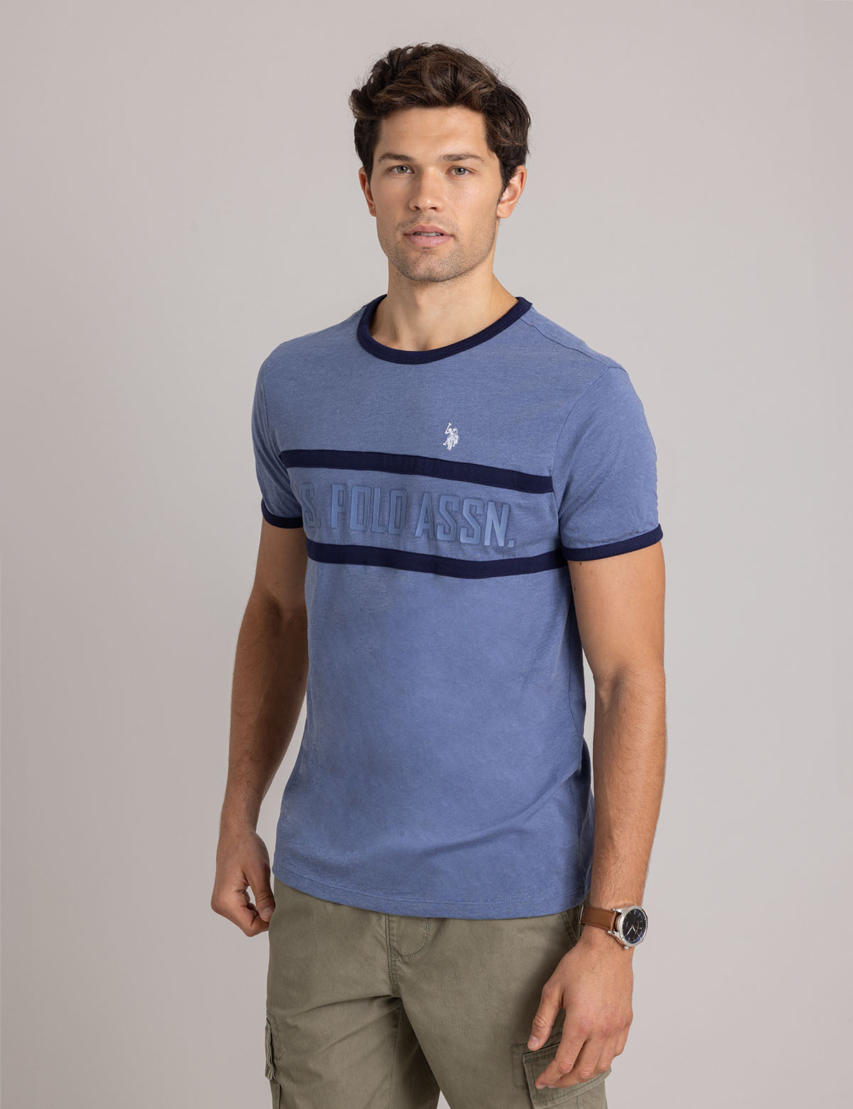 Vintage Ringer Logo T-Shirt – Crew Neck Cotton Tee