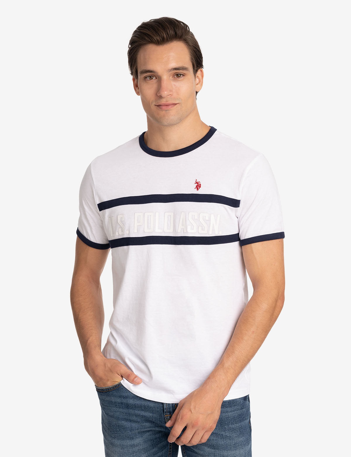 Vintage Ringer Logo T-Shirt – Crew Neck Cotton Tee