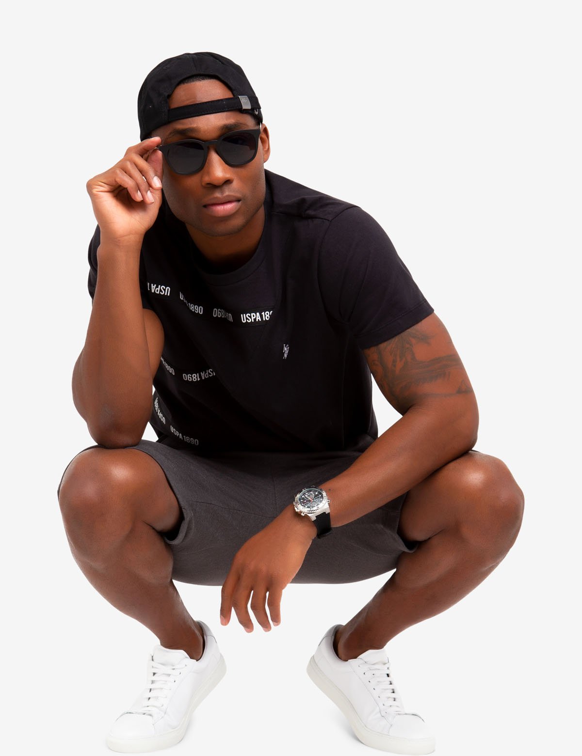 USPA Striped Crew Neck T-Shirt - 100% Cotton Casual Tee