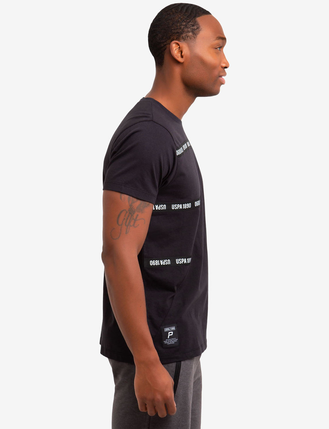USPA Striped Crew Neck T-Shirt - 100% Cotton Casual Tee