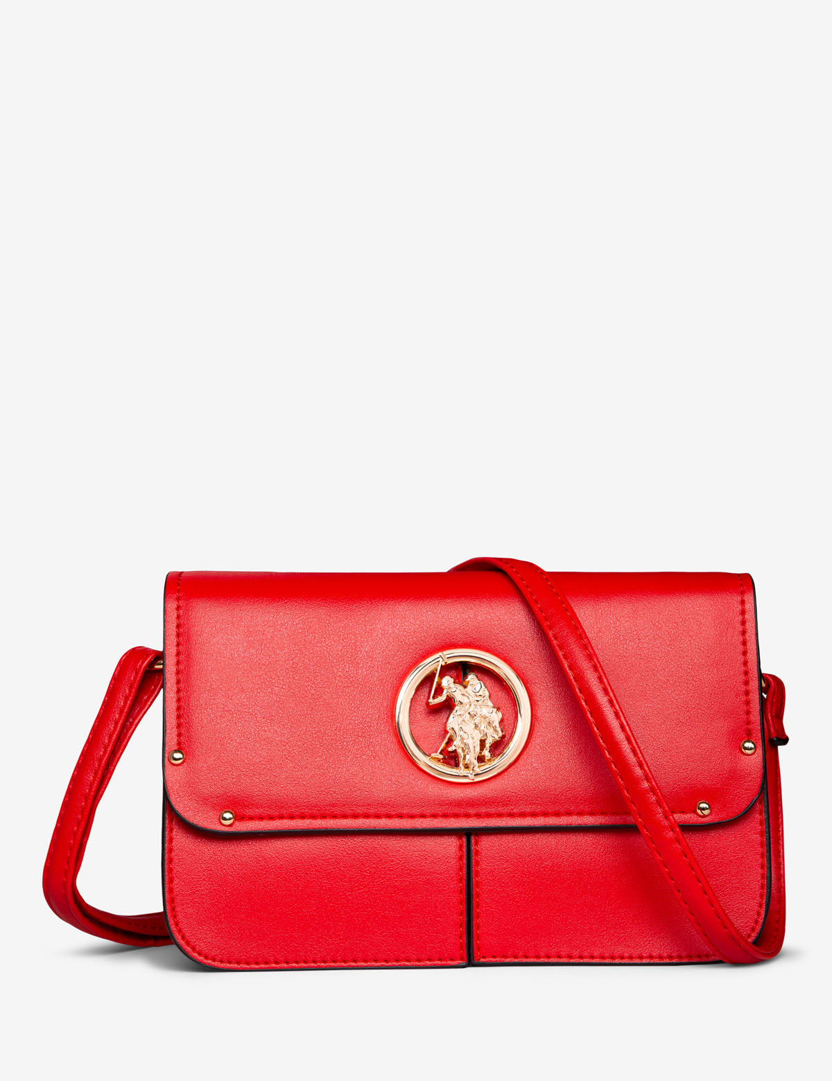 Leather Crossbody Bag with Logo Medallion - Stylish & Compact