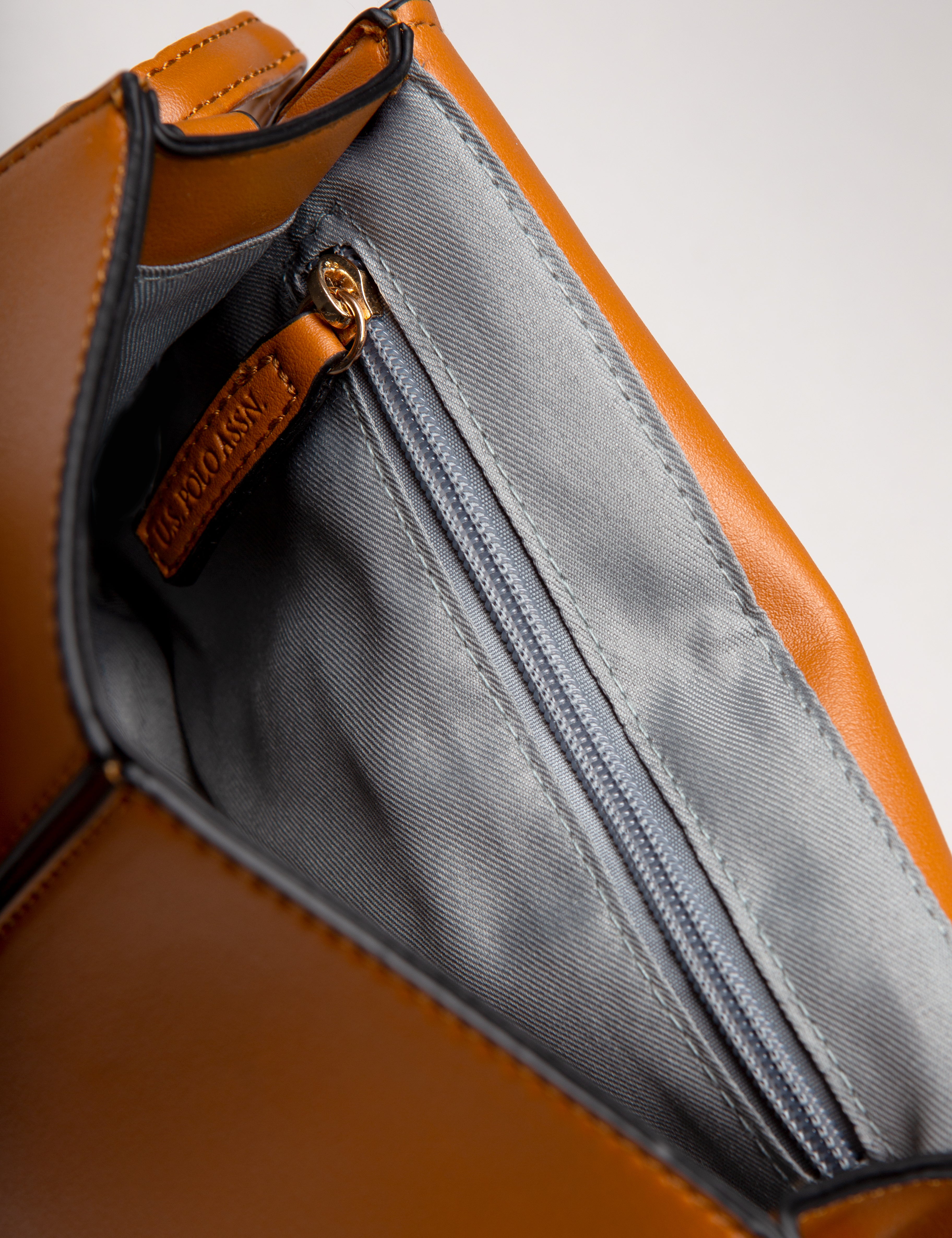 Leather Crossbody Bag with Logo Medallion - Stylish & Compact