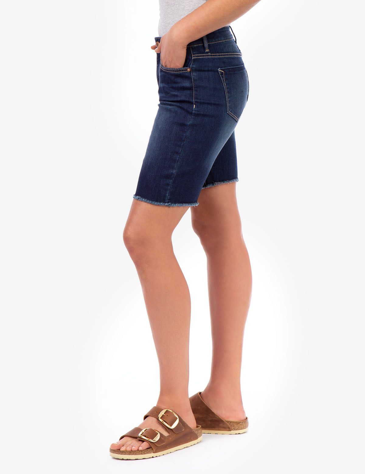 Women's Denim Bermuda Shorts with Button & Zipper Closure