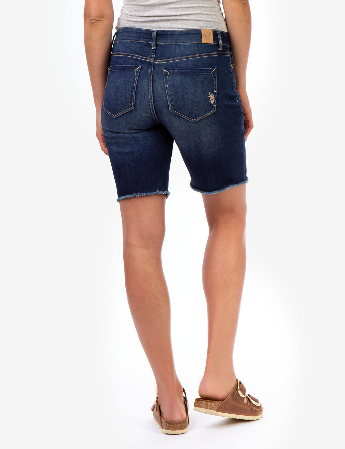Women's Denim Bermuda Shorts with Button & Zipper Closure