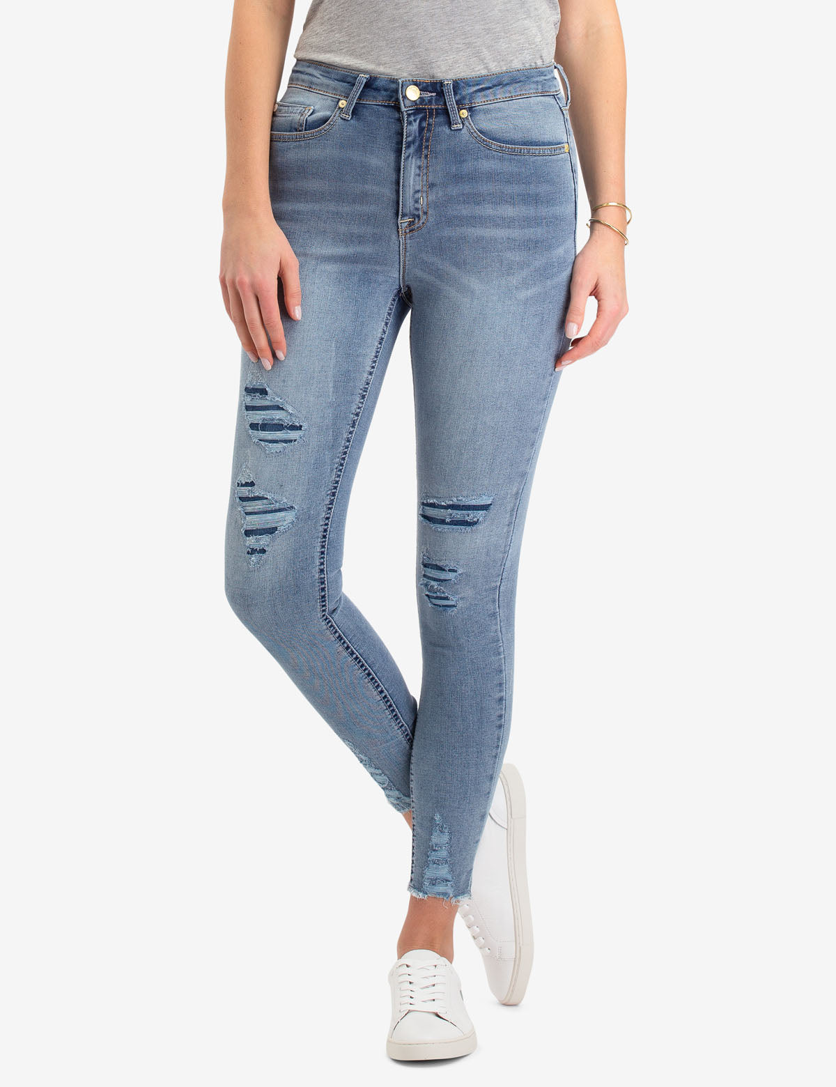 Women's Distressed Jeggings with Pockets & Zip Fly
