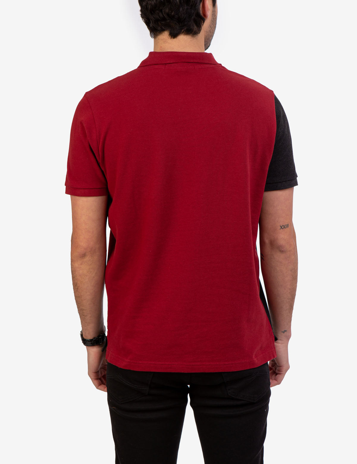 Men's Diagonal Colorblock Polo Shirt - Short Sleeve Button Placket