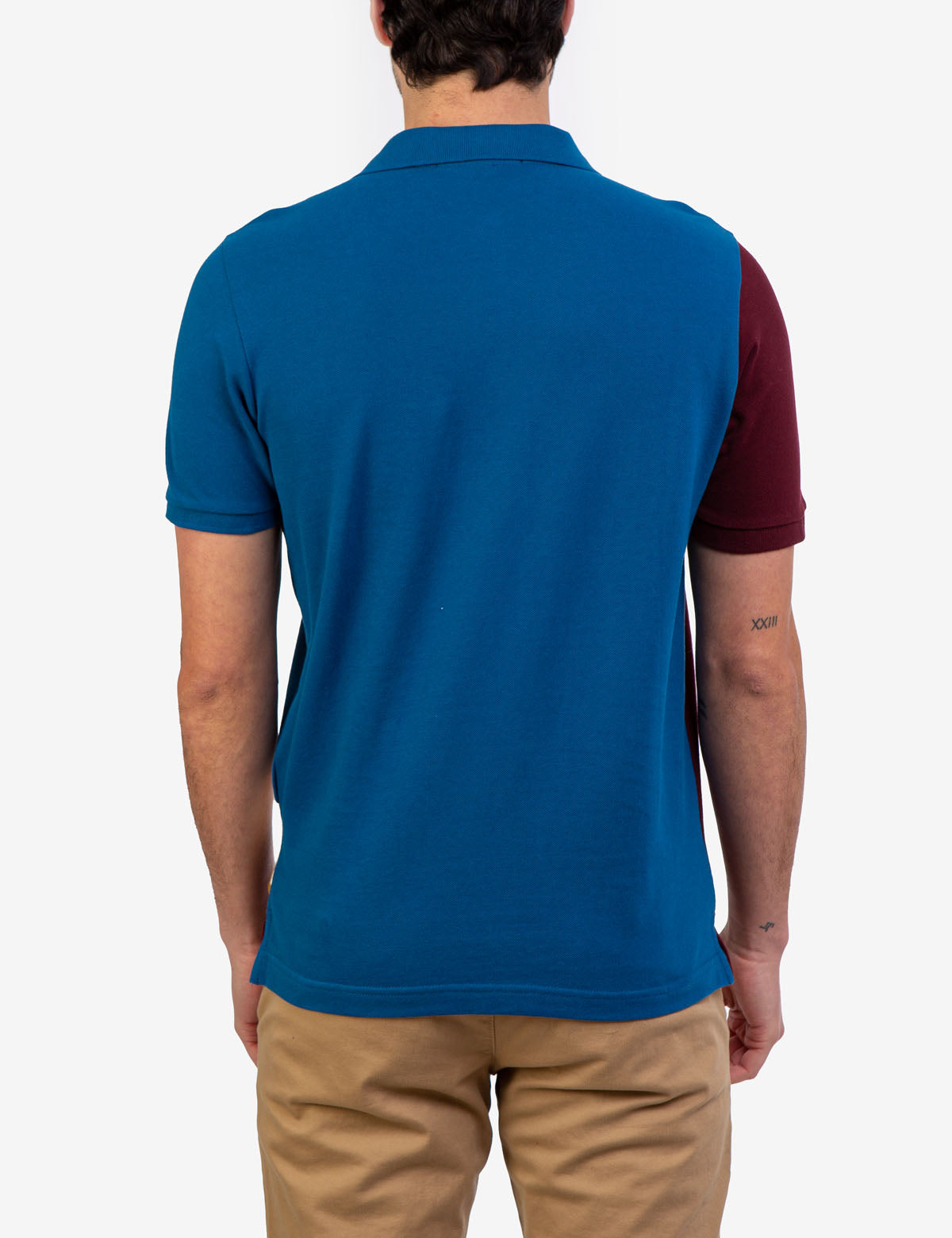 Men's Diagonal Colorblock Polo Shirt - Short Sleeve Button Placket