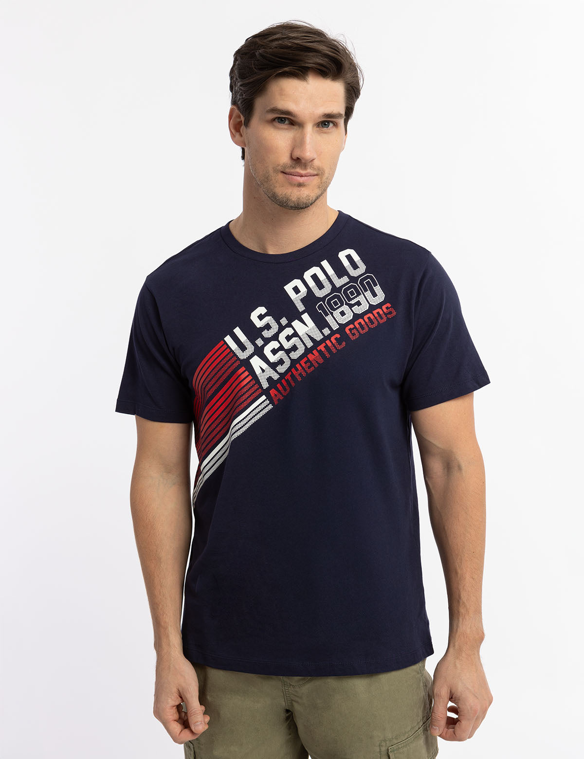 Diagonal Stripe Graphic T-Shirt - Stylish Jersey Tee