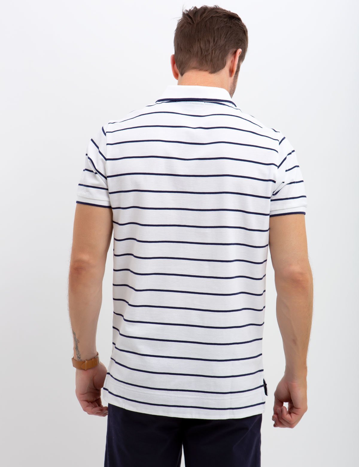 Men's Diagonal Striped Polo Shirt - Color Block Design