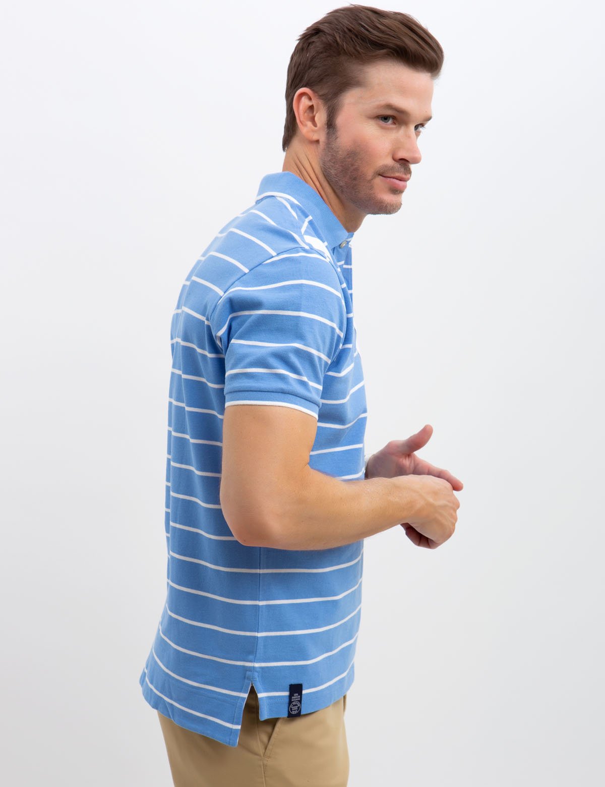 Men's Diagonal Striped Polo Shirt - Color Block Design