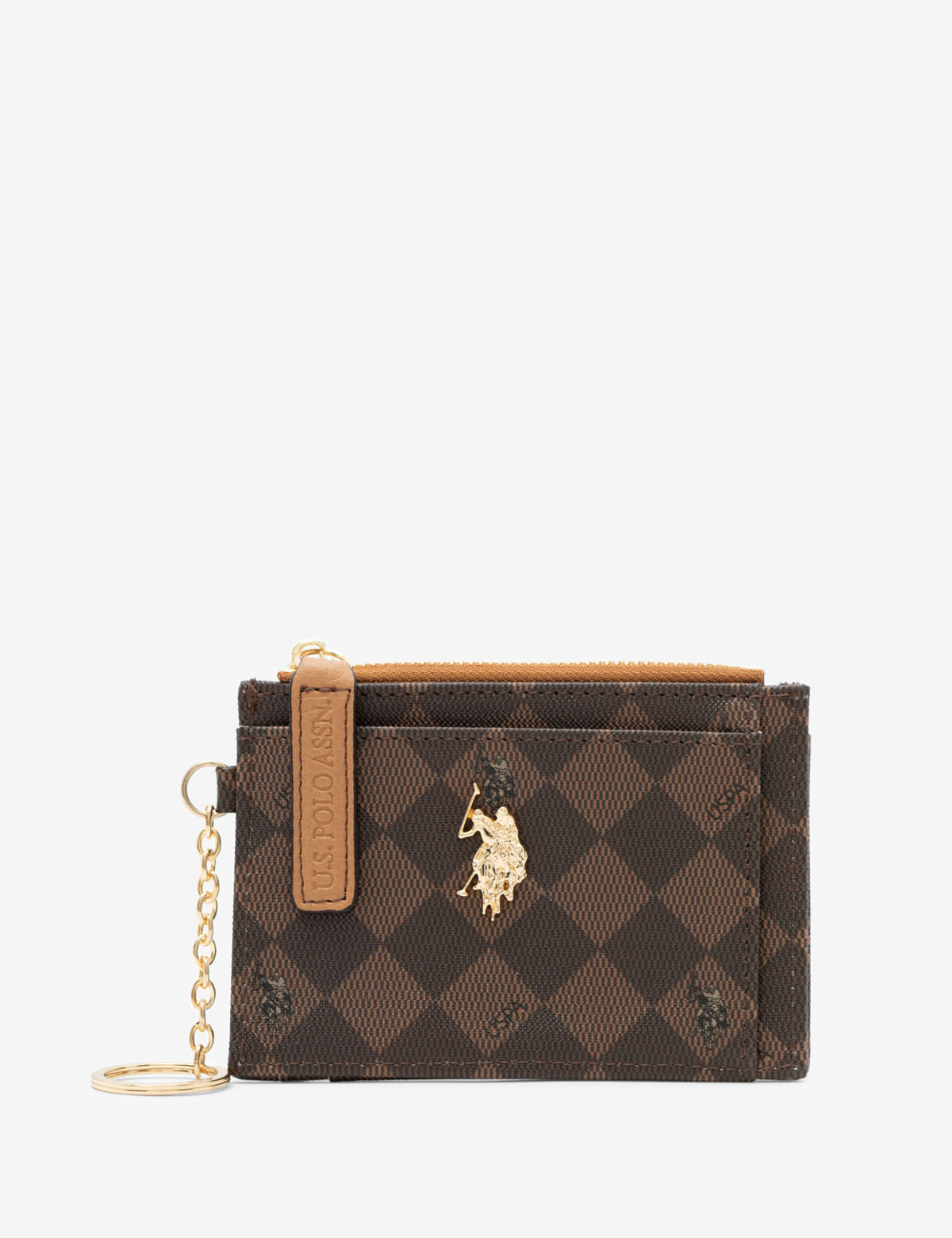 Diamond Zippered Card Case with Key Ring & ID Window