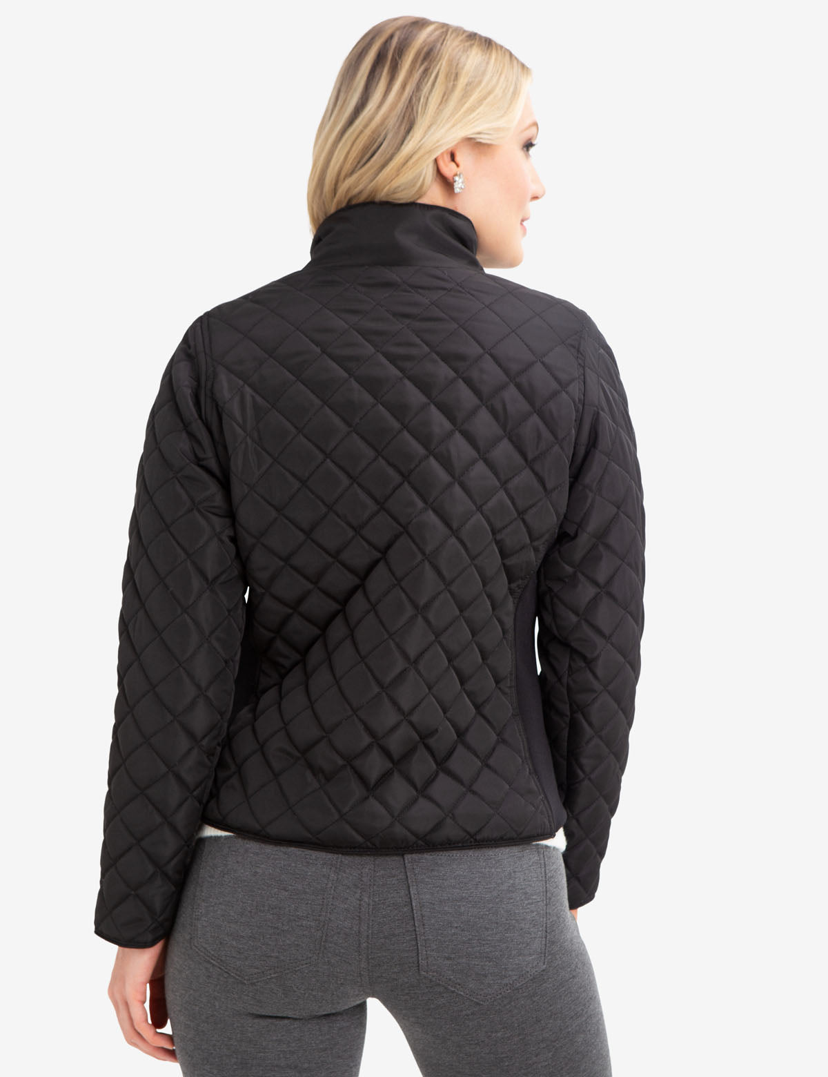 Diamond Quilted Knit Jacket with Embroidered Logo